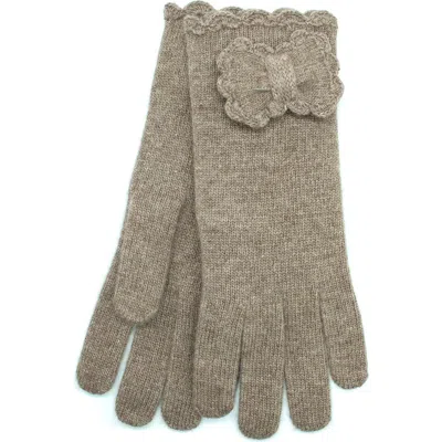 Portolano Scalloped Edge Knit Gloves In Brown