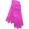 Portolano Scalloped Edge Knit Gloves In Pink