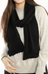 Portolano Scalloped Edge Scarf In Black