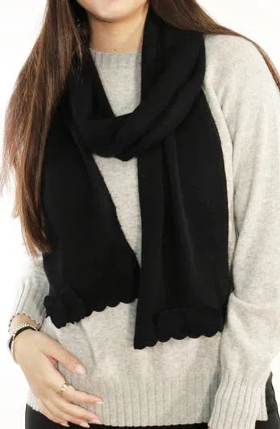 Portolano Scalloped Edge Scarf In Black