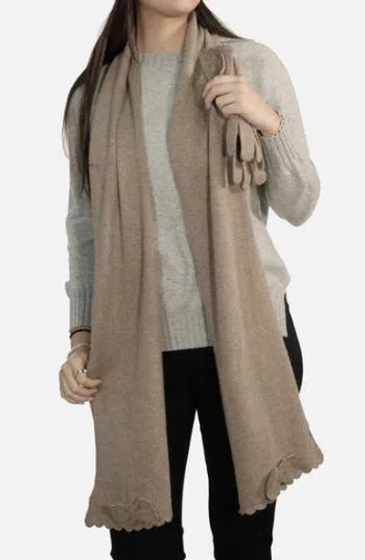 Portolano Scalloped Edge Scarf In Gray