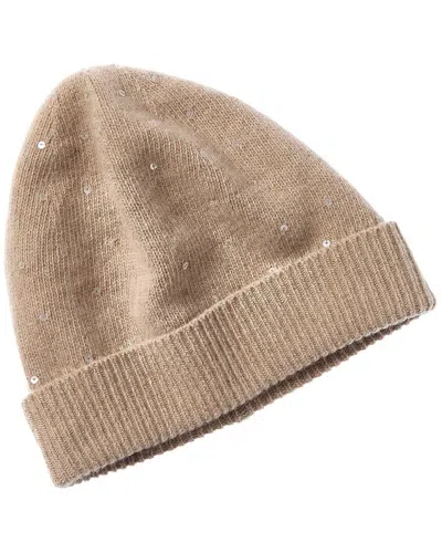 Portolano Sequins Cashmere Beanie In Neutral