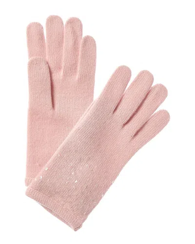 Portolano Sequins Cashmere Gloves In Pink