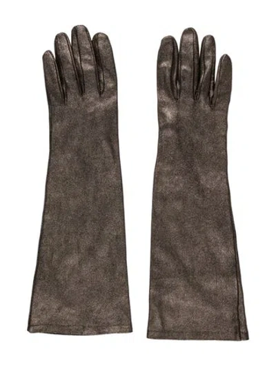 Pre-owned Portolano Silk Evening Gloves In Silver