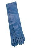 Portolano Silk Lined Leather Gloves In Blue