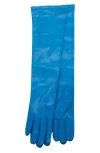 Portolano Silk Lined Leather Gloves In Blue