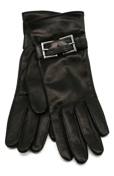 Portolano Silk Lined Leather Gloves In Black