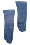 Portolano Silk Lined Leather Gloves In Blue