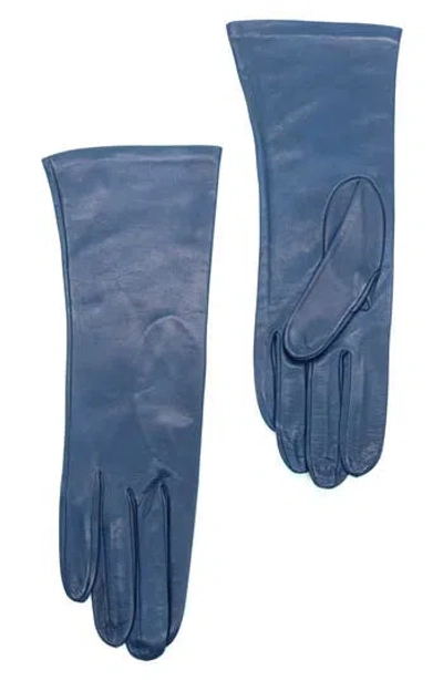 Portolano Silk Lined Leather Gloves In Blue