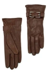 Portolano Silk Lined Leather Gloves In Brown