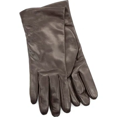 Portolano Silk Lined Leather Gloves In Chocolate