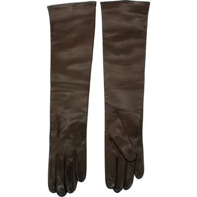 Portolano Silk Lined Nappa Leather Gloves In Brown