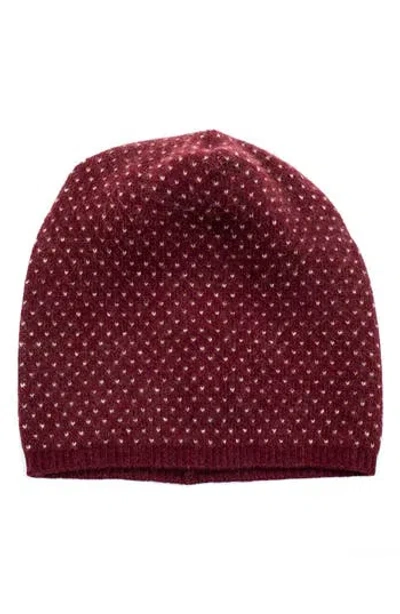 Portolano Slouchy Patterned Cashmere Beanie In Red