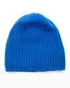 Portolano Slouchy Ribbed Cashmere Beanie In Blue Bell