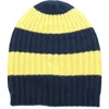 Portolano Slouchy Stripe Beanie In Navy/mustard