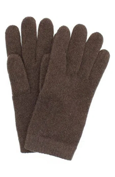 Portolano Solid Cashmere Gloves In Chocolate Brown