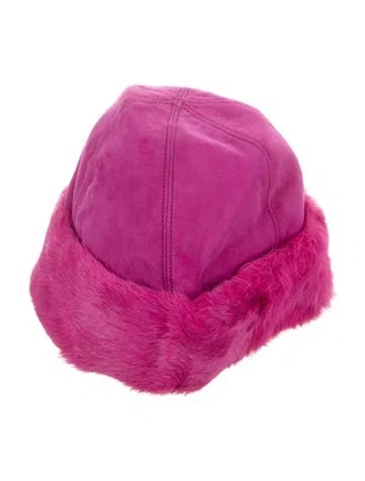 Pre-owned Portolano Solid Fur Hat In Pink
