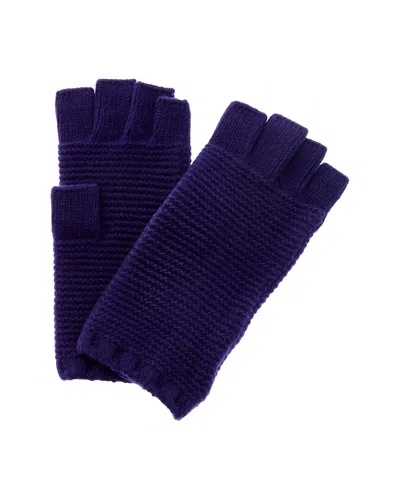 Portolano Stitched Cashmere Fingerless Gloves In Blue