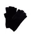 Portolano Stitched Cashmere Fingerless Gloves In Black
