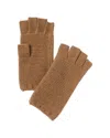 Portolano Stitched Cashmere Fingerless Gloves In Brown