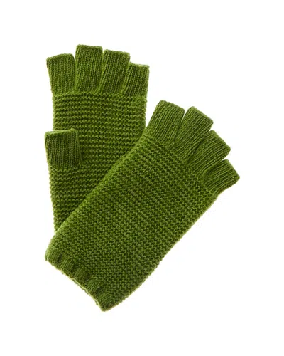 Portolano Stitched Cashmere Fingerless Gloves In Green
