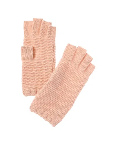 Portolano Stitched Cashmere Fingerless Gloves In Pink