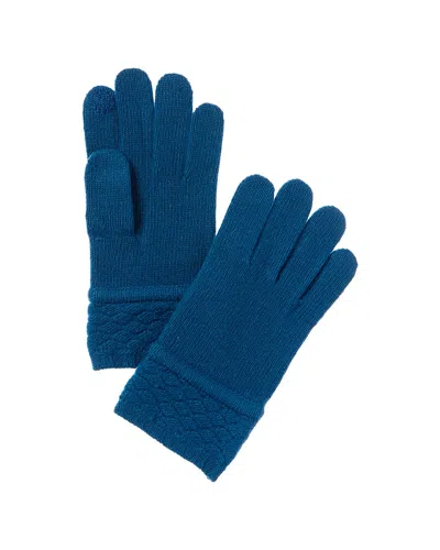 Portolano Stitched Cashmere Tech Gloves In Blue