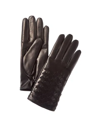 Portolano Stitching Cashmere-lined Leather Gloves In Black