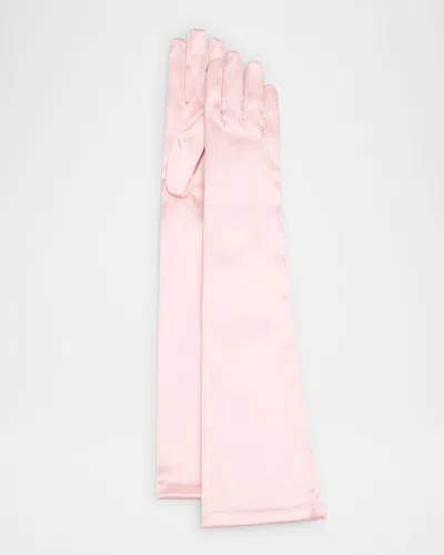 Portolano Stretchy Satin Opera Gloves In Misty Rose