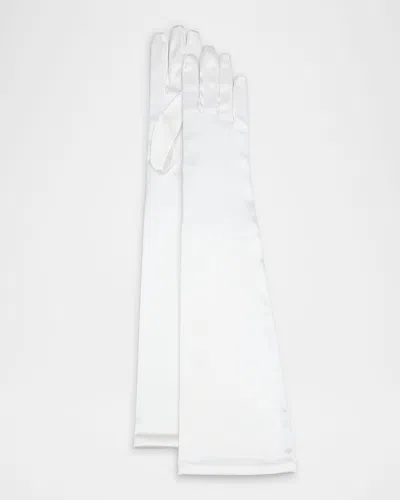 Portolano Stretchy Satin Opera Gloves In White