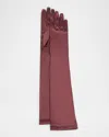 Shop Portolano Stretchy Satin Opera Gloves In Wine