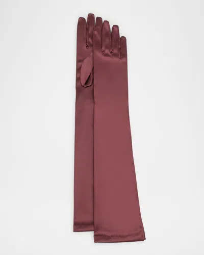 Portolano Stretchy Satin Opera Gloves In Wine