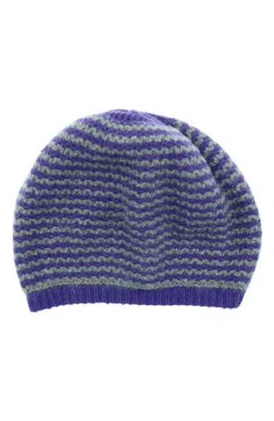 Portolano Stripe Cashmere Beanie In Blue