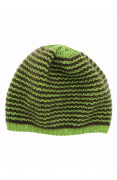 Portolano Stripe Cashmere Beanie In Green