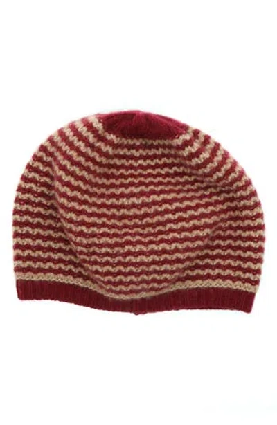 Portolano Stripe Cashmere Beanie In Rum/heather Copper