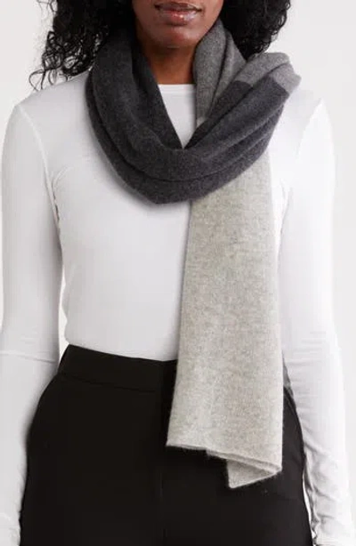 Portolano Stripe Cashmere Wrap In Charcoal/ Light Grey