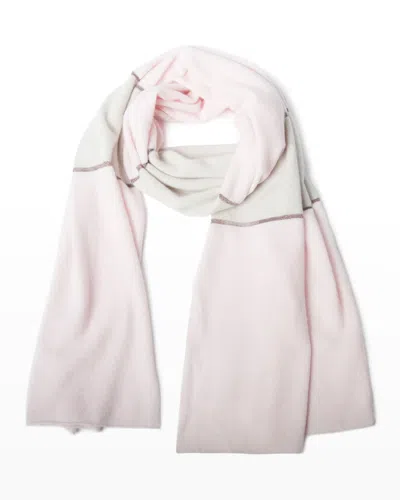 Portolano Stripe Cashmere Wrap Scarf In Pink