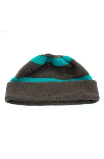 Portolano Stripe Cuff Beanie In Dark Brown/glacier