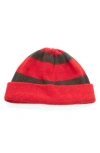 Portolano Stripe Cuff Beanie In Red