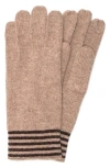 Portolano Stripe Cuff Gloves In Brown