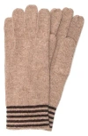 Portolano Stripe Cuff Gloves In Light Nile Brown/espresso