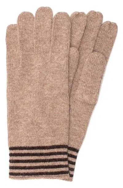 Portolano Stripe Cuff Gloves In Brown