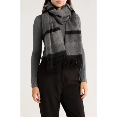 Portolano Stripe Fringe Cashmere Wrap Scarf In Black
