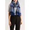 Portolano Stripe Fringe Cashmere Wrap Scarf In Blue