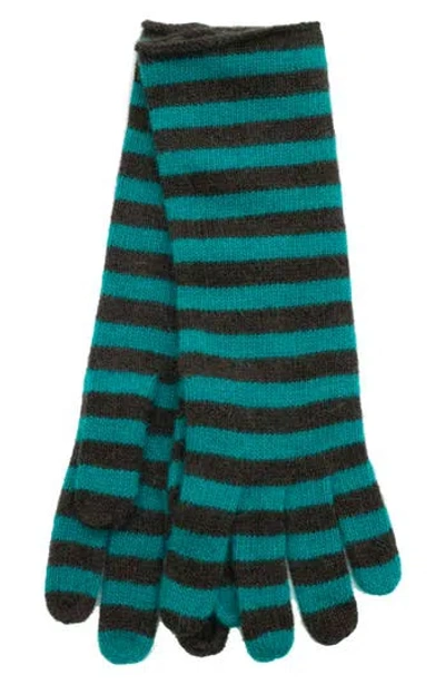 Portolano Stripe Gloves In Dark Brown/glacier
