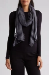 Portolano Stripe Wool Blend Scarf In Black/ Malibu Blue