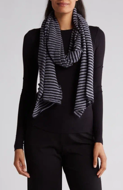 Portolano Stripe Wool Blend Scarf In Black