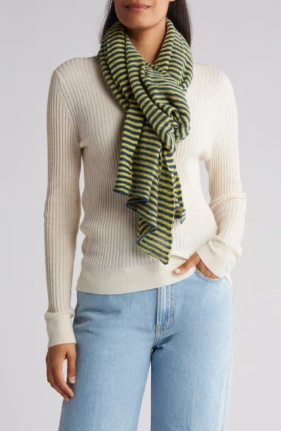 Portolano Stripe Wool Blend Scarf In Green