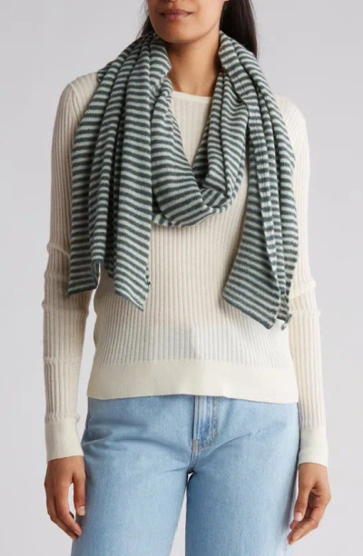 Portolano Stripe Wool Blend Scarf In Verde Melange/ Clear Acqua