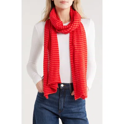 Portolano Stripe Wool Blend Scarf In White